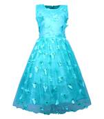 turquoise plain net kids girl gowns