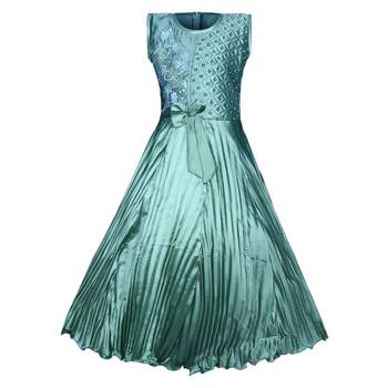 green plain net kids girl gowns 1