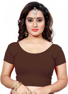 Brown Stretchable Readymade Blouse For Women Short Sleeve 1