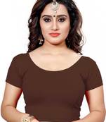 Brown Stretchable Readymade Blouse For Women Short Sleeve