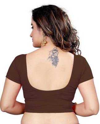 Brown Stretchable Readymade Blouse For Women Short Sleeve 2