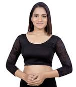 Black Lycra Princess Cut Stretchable Readymade Saree Blouse