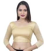 Gold Lycra Princess Cut Stretchable Readymade Saree Blouse