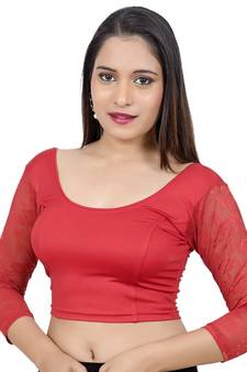 Red Lycra Princess Cut Stretchable Readymade Saree Blouse