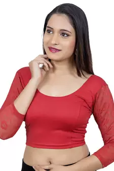 Red Lycra Princess Cut Stretchable Readymade Saree Blouse