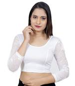 White Lycra Princess Cut Stretchable Readymade Saree Blouse