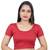 Red Short Sleeves Lycra Princess Cut Stretchable Readymade Saree Blouse