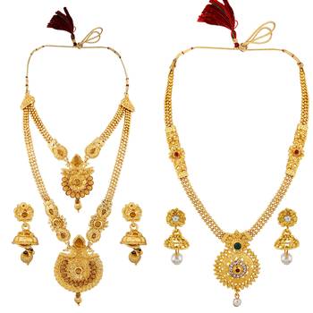 Gold Plated Traditional Designer Long Jewellery Set For Women 1