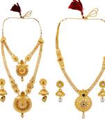 Gold Plated Traditional Designer Long Jewellery Set For Women