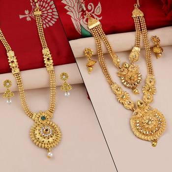 Gold Plated Traditional Designer Long Jewellery Set For Women 2