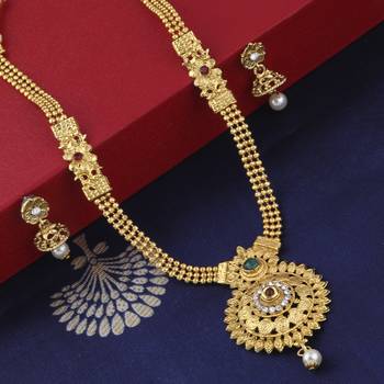 Gold Plated Traditional Designer Long Jewellery Set For Women 4