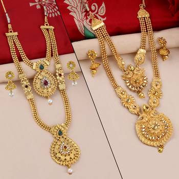 Gold Plated Traditional Designer Long Jewellery Set For Women 2