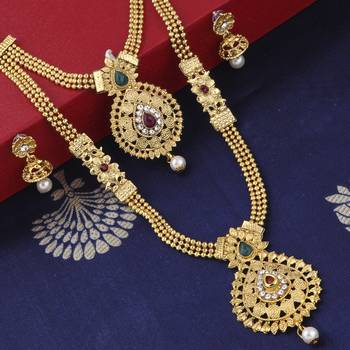 Gold Plated Traditional Designer Long Jewellery Set For Women 4