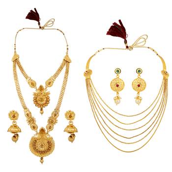 Gold Plated Traditional Designer Long Jewellery Set For Women 1