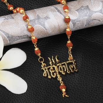Religious Rudraksh Mala  Mahakal Shiva Gold Pendant for Men and Women 1