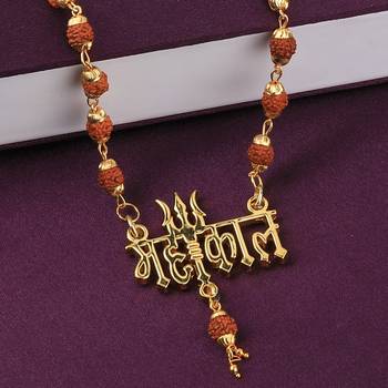 Religious Rudraksh Mala  Mahakal Shiva Gold Pendant for Men and Women 2