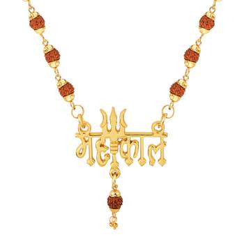 Religious Rudraksh Mala  Mahakal Shiva Gold Pendant for Men and Women 3