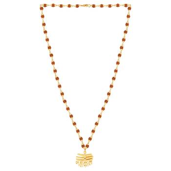 Gold Plated Loard Shiva Mahakal Locket with Rudraksha Mala for Men and Women 4