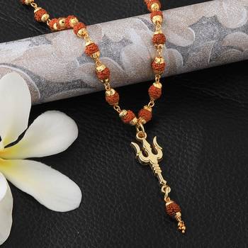 Loard Shiva Trishul Locket with Rudraksha Mala Necklace for Men and Women 1
