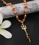 Loard Shiva Trishul Locket with Rudraksha Mala Necklace for Men and Women