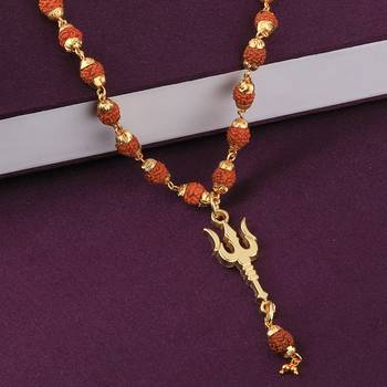Loard Shiva Trishul Locket with Rudraksha Mala Necklace for Men and Women 2