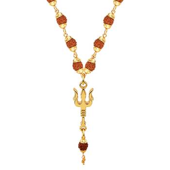 Loard Shiva Trishul Locket with Rudraksha Mala Necklace for Men and Women 3