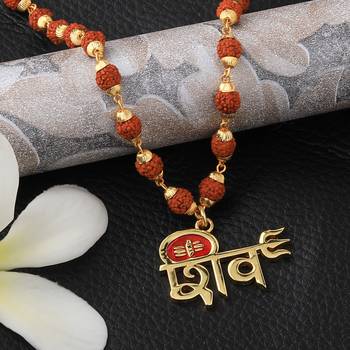 Attractive  Gold Plated Shiv Rudraksha Pendant Mala for Men and Women 1