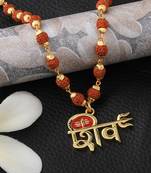 Attractive  Gold Plated Shiv Rudraksha Pendant Mala for Men and Women