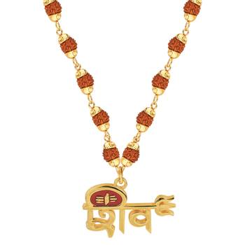 Attractive  Gold Plated Shiv Rudraksha Pendant Mala for Men and Women 3