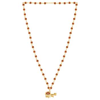 Attractive  Gold Plated Shiv Rudraksha Pendant Mala for Men and Women 4