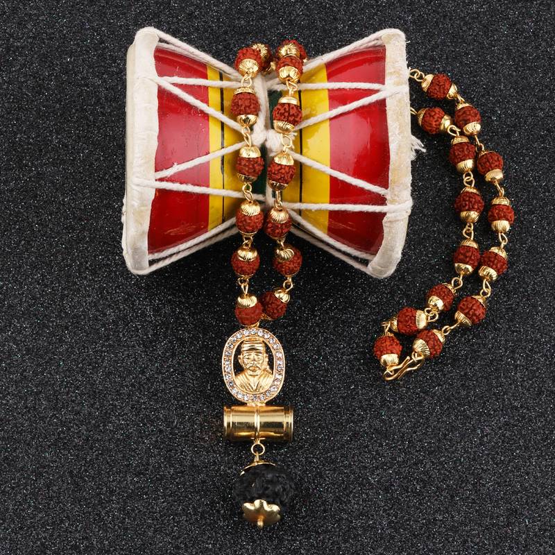 Gold Plated Traditional Rudraksh Mala SAI BABA Pendant Mala for Men and Women