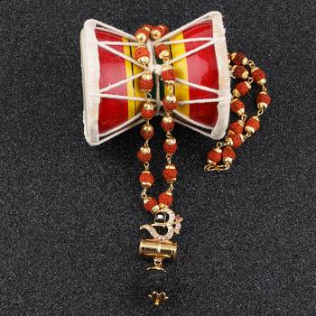 Traditional Rudraksh Mala Om Shivling Gold Pendant for Men and Women 1