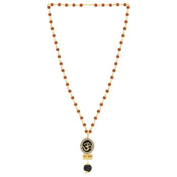 Religious Rudraksh Mala Om Gold Pendant for Men and Women 4