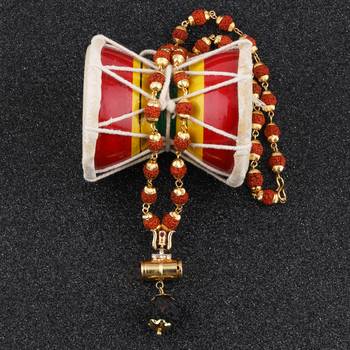 Gold Plated Load Shiva Trishul Locket with Rudraksha Mala for Men and Women 1