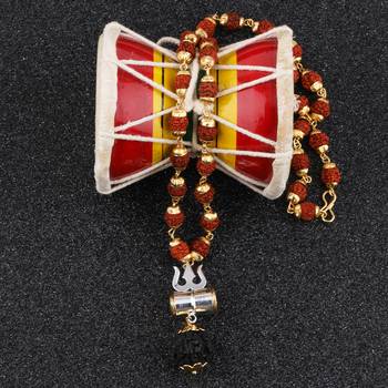 Gold Plated  Silver Trishul Locket with Rudraksha Mala for Men and Women 1