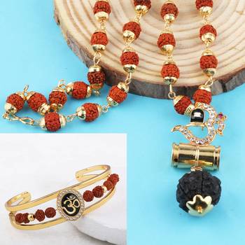 Gold Plated Traditional Combo Rudraksh Mala Pendant for Men and Women-set 2 1