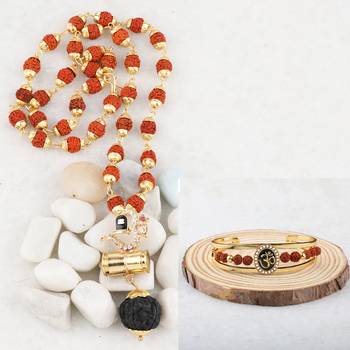 Gold Plated Traditional Combo Rudraksh Mala Pendant for Men and Women-set 2 2