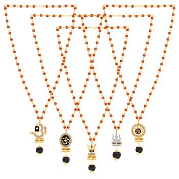 Gold Plated Traditional Combo Rudraksh Mala Pendant for Men and Women-set 5 3