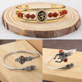 Gold Plated Combo Rudraksh Kada for Men and Women-set 3 1