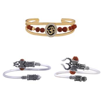 Gold Plated Combo Rudraksh Kada for Men and Women-set 3 3