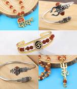 Gold Plated Traditional Combo Rudraksh Kada And Mala Pendant for Men and Women-set 5