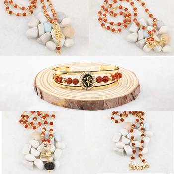 Gold Plated Traditional Combo Rudraksh Kada And Mala Pendant for Men and Women-set 5 2