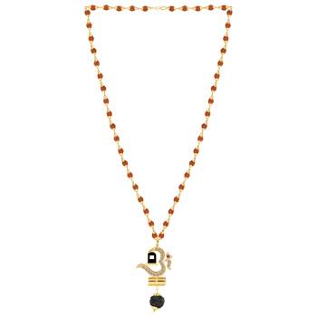 Gold Plated Traditional Combo Rudraksh Kada And Mala Pendant for Men and Women-set 5 5