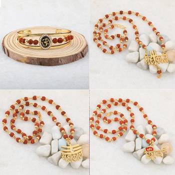 Gold Plated Traditional Combo Rudraksh Kada And Mala Pendant for Men and Women-set 4 2