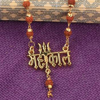 Gold Plated Traditional Combo Rudraksh Kada And Mala Pendant for Men and Women-set 4 5