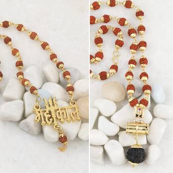 Gold Plated Traditional Combo Rudraksh Mala Pendant  for Men and Women-set 2 1