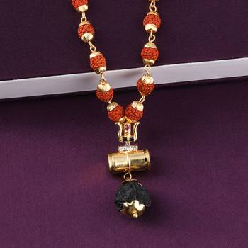 Gold Plated Traditional Combo Rudraksh Mala Pendant  for Men and Women-set 2 4