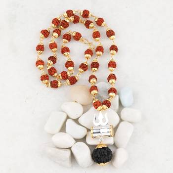 Gold Plated Traditional Combo Rudraksh Mala Pendant for Men and Women-set 2 4