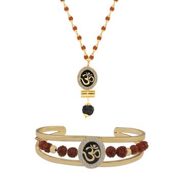 Gold Plated Traditional Combo Rudraksh Mala Pendant for Men and Women Set-2 3