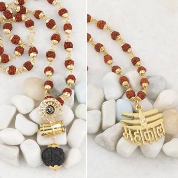 Gold Plated Traditional Combo Rudraksh Mala Pendant for Men and Women Set-2 1